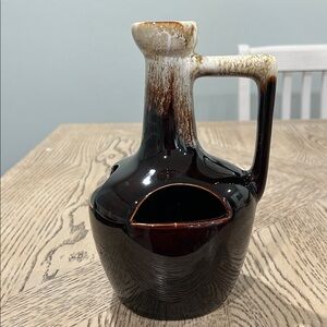Vintage Ceramic Pourer Vase Planter Jug in Brown Drip